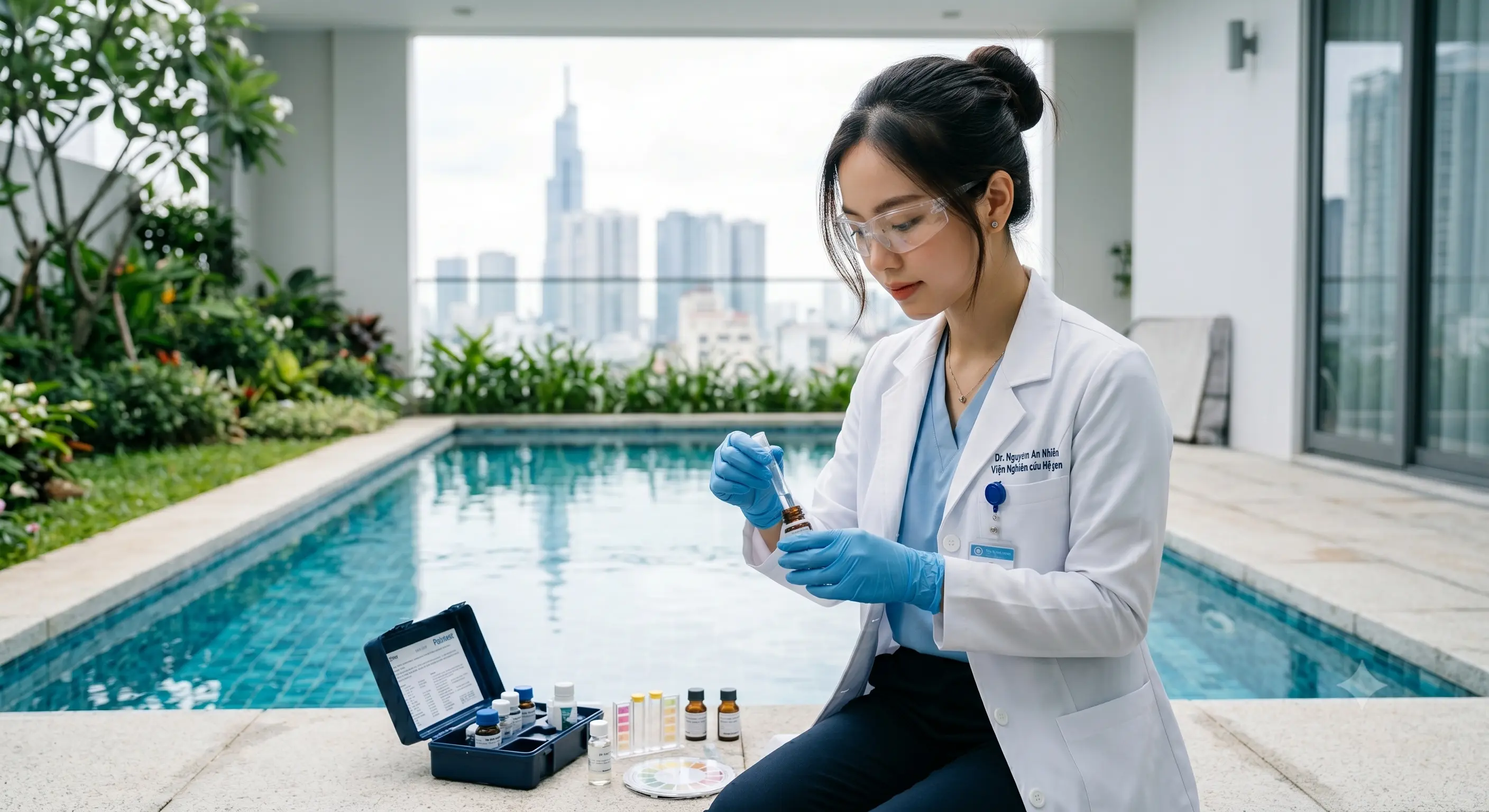 kiểm tra pH hồ bơi tại nhà
