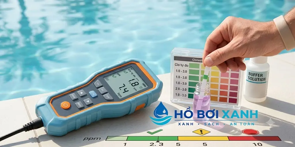 Đo nồng độ clo hồ bơi tại nhà